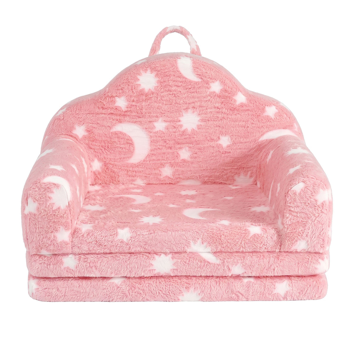 Keezi Kids 2-in-1 Fold Out Sofa Bed Washable Cover Glow in the Dark Pink