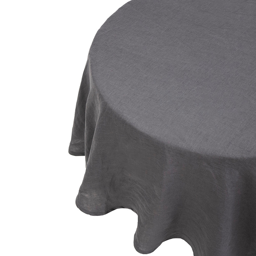 Bambury Linen Round Tablecloth - Charcoal