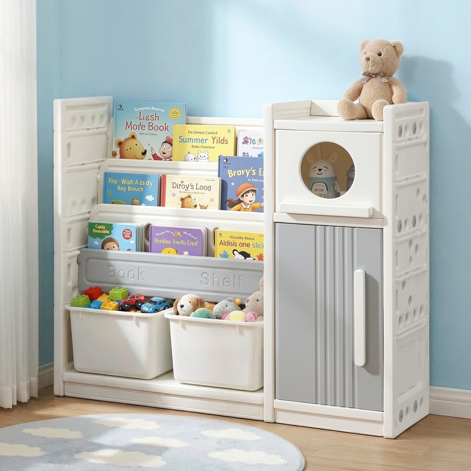 Keezi Kids Bookshelf and Toy Storage Organizer with 3-Tier Bookshelves