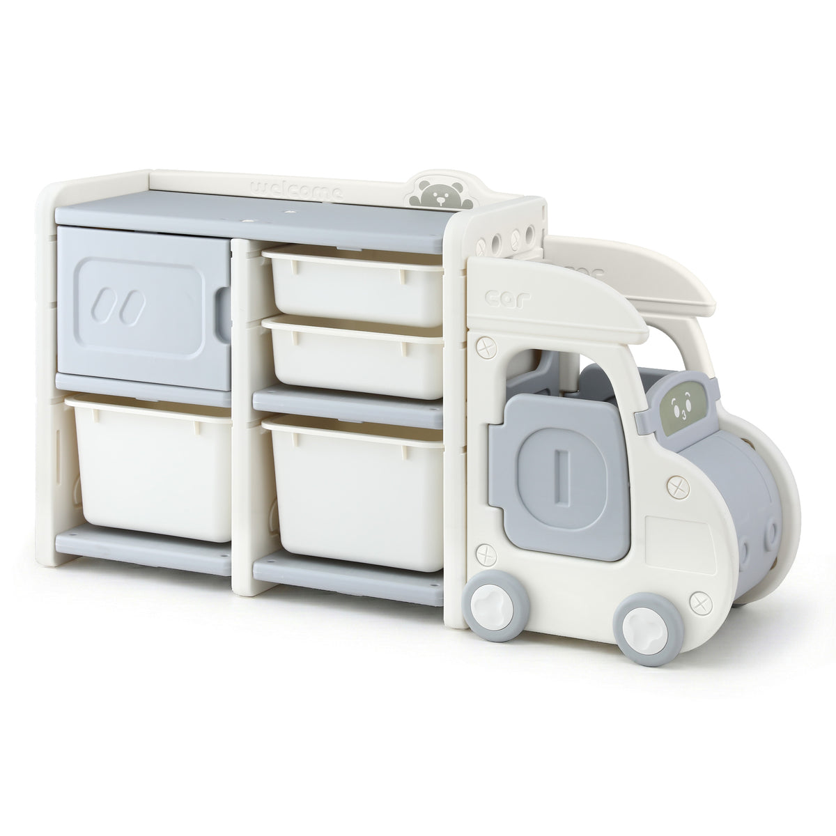 Keezi Toy Storage Organizer with 4 Storage Bins and Cabinet Storage for Kids
