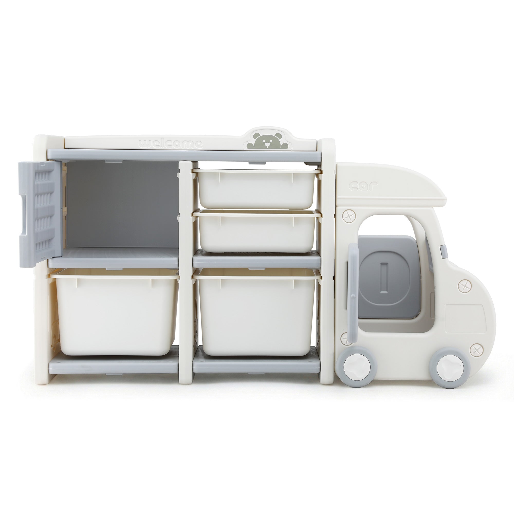 Keezi Toy Storage Organizer with 4 Storage Bins and Cabinet Storage for Kids