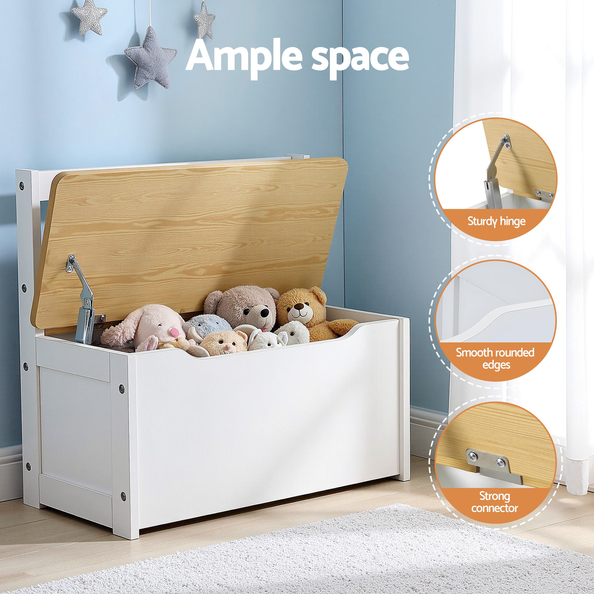 Keezi 2 in 1 Kids Table and Chair Set with Storage Bench and 2 Chairs Natural