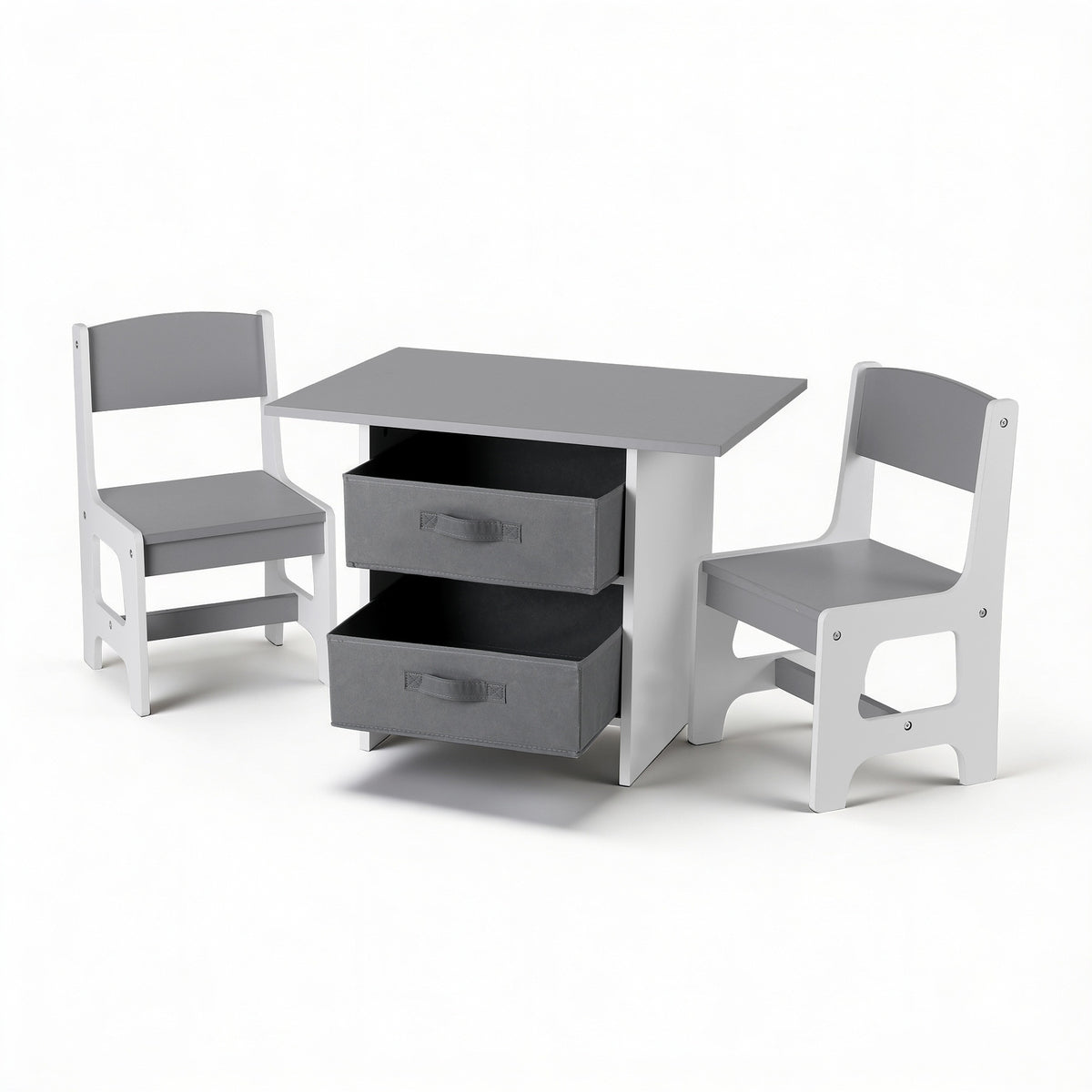 Keezi Kids Table and 2 Chairs Set Wooden Activity Table with 2 Storage Drawers for Children