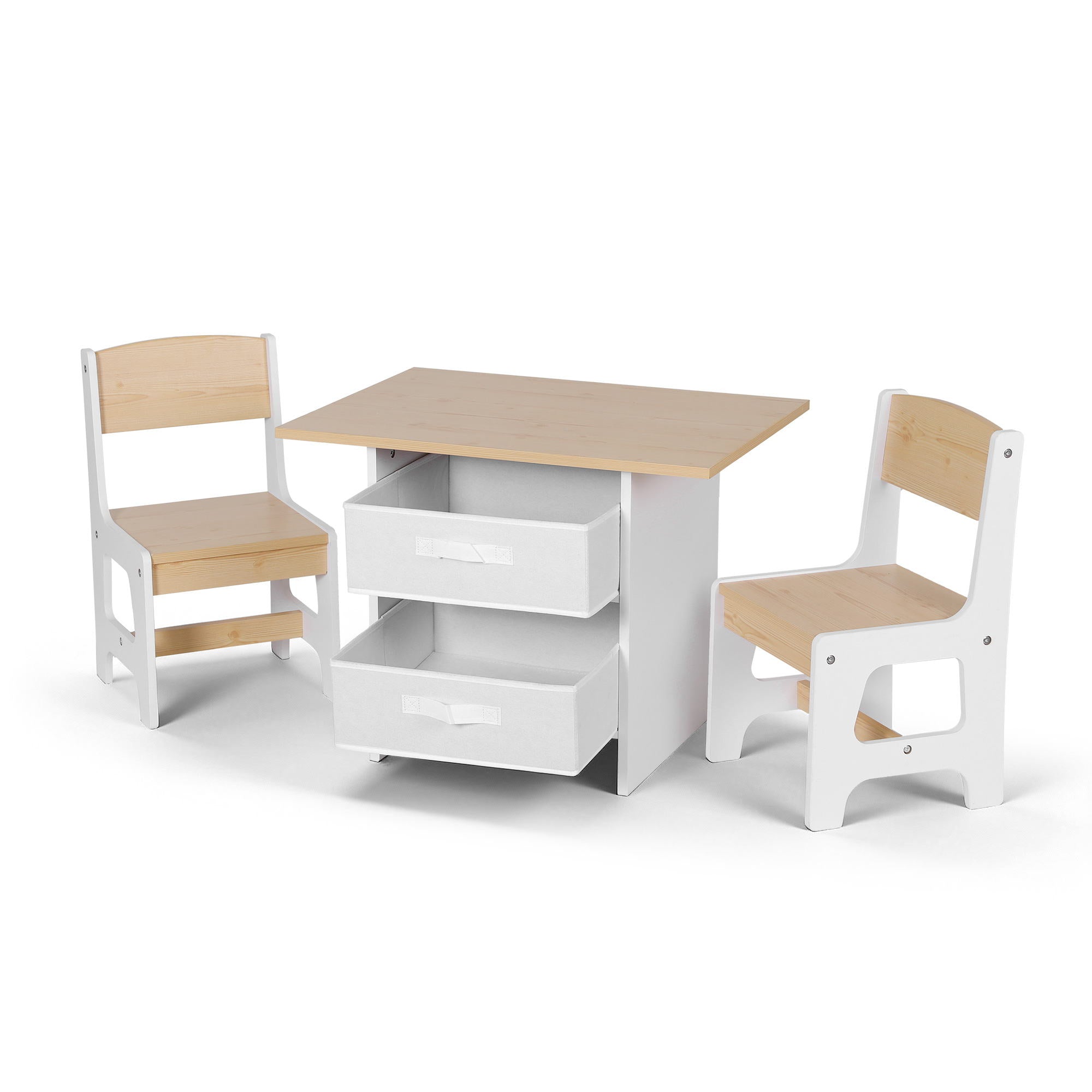 Keezi Kids Wooden Table and 2 Chairs Set with 2 Storage Drawers for Children