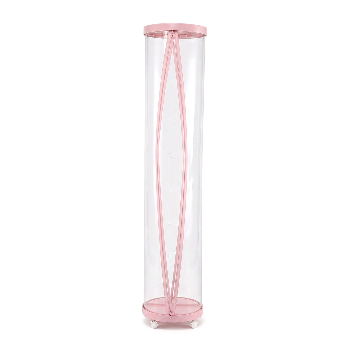 Keezi Stuffed Animal Storage Tube 128cm with Wheels Kids Plush Toy Organiser Pink Transparent Dual Zipper