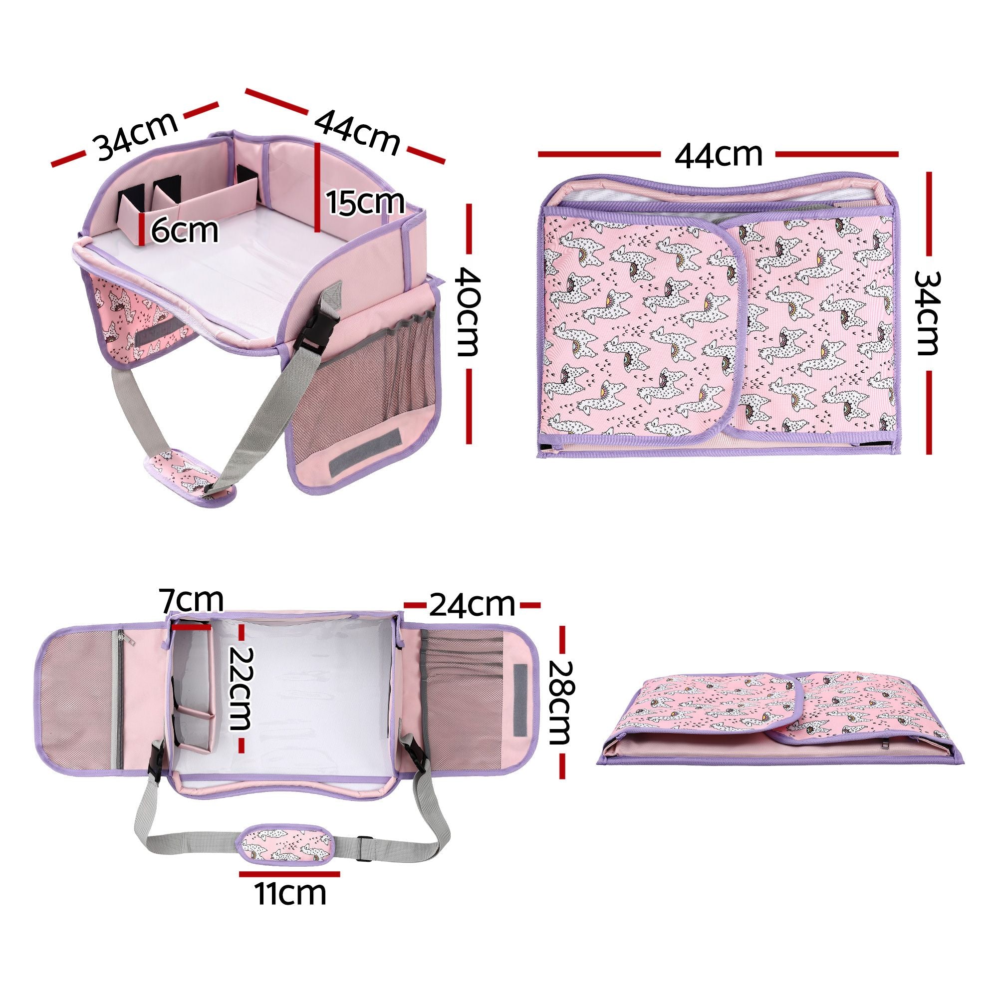Keezi Kids Travel Tray Car Seat Lap Desk Portable Car Desk Organiser Pink