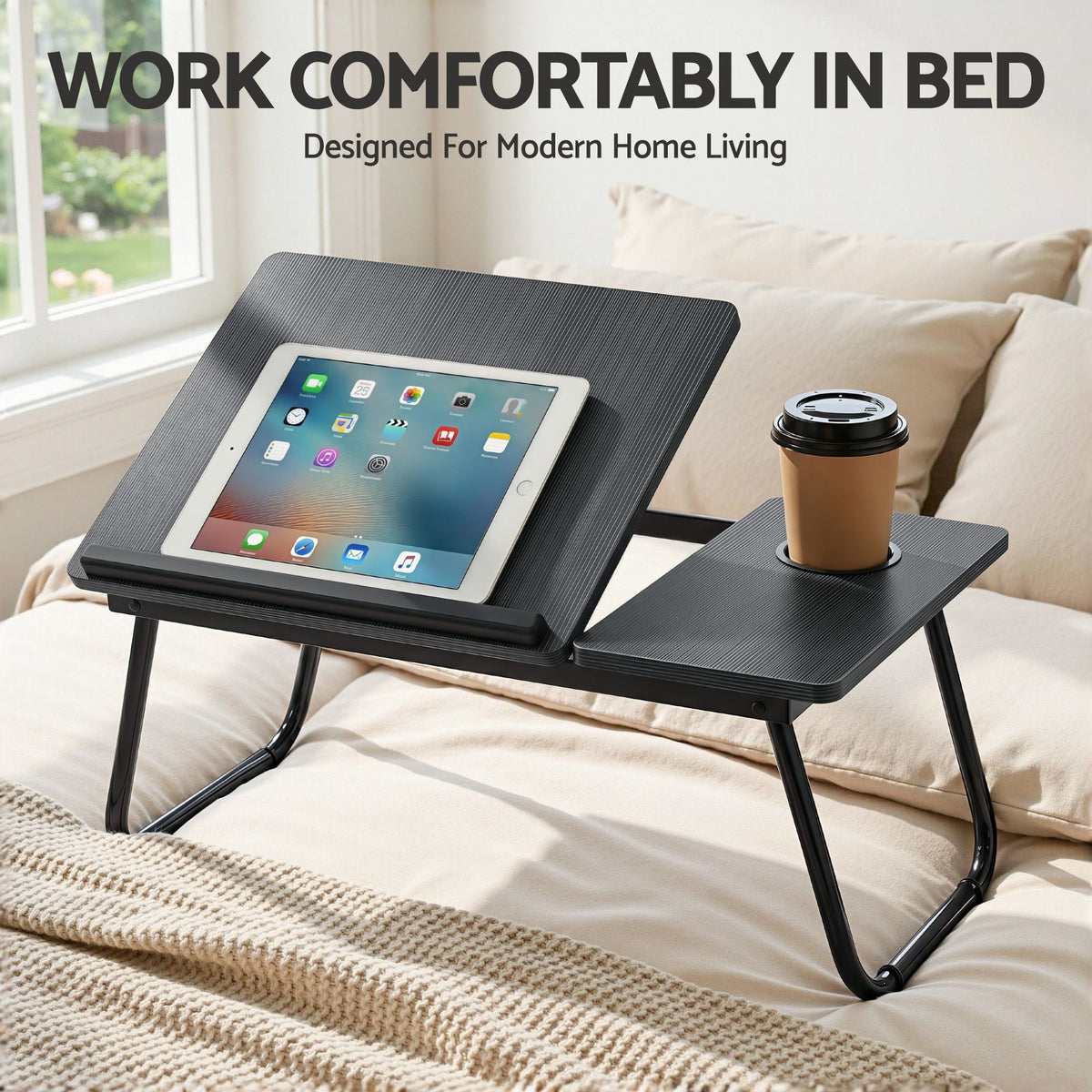 Artiss Laptop Desk Bed Table Foldable Portable Adjustable Black