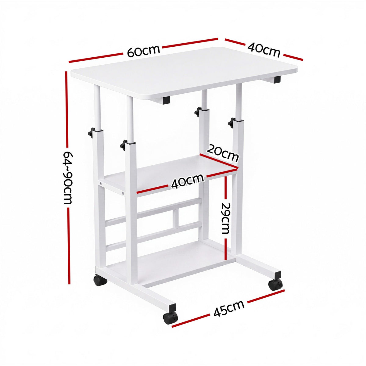 Artiss Laptop Desk Height Adjustable Mobile Workstation 60CM White