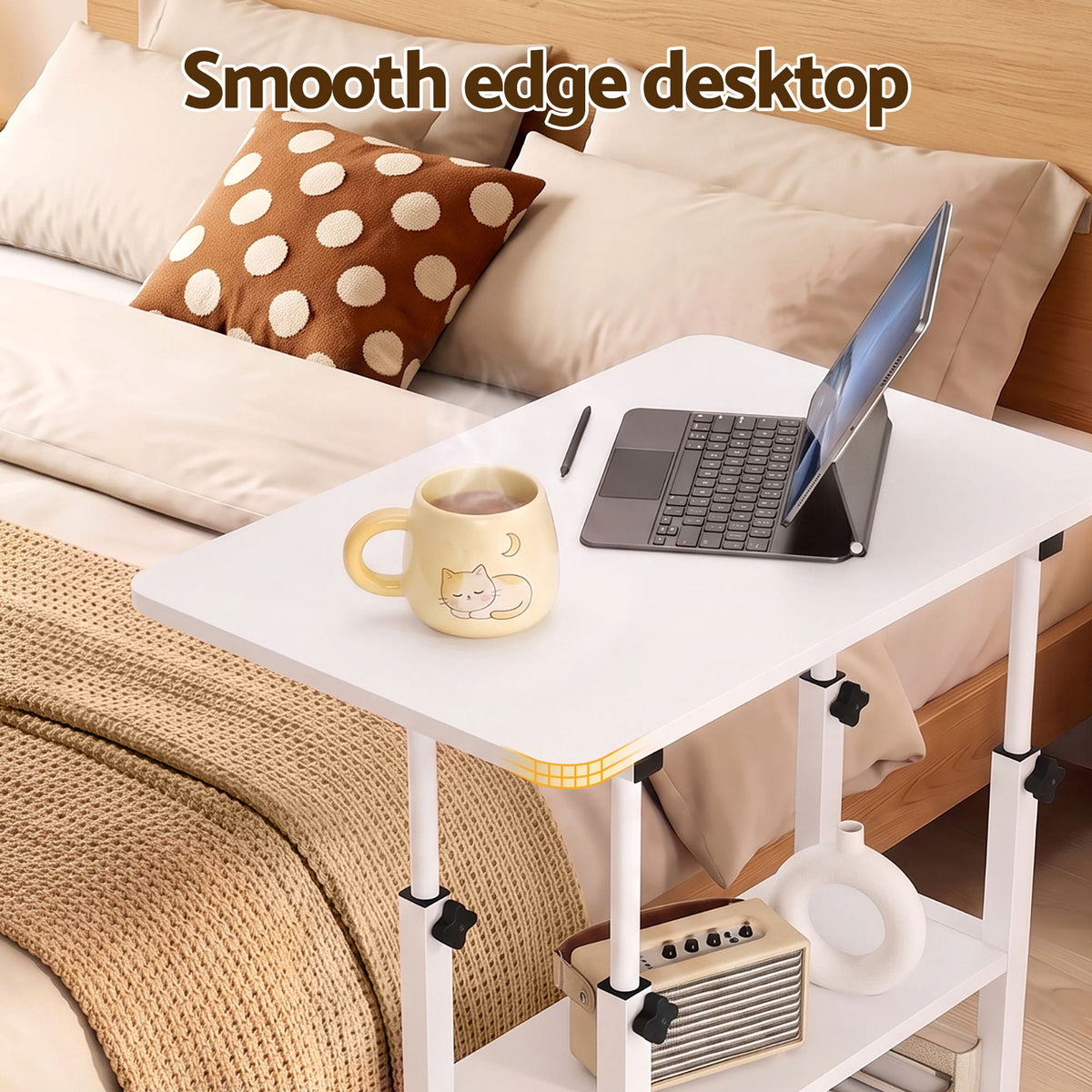 Artiss Laptop Desk Height Adjustable Mobile Workstation 60CM White