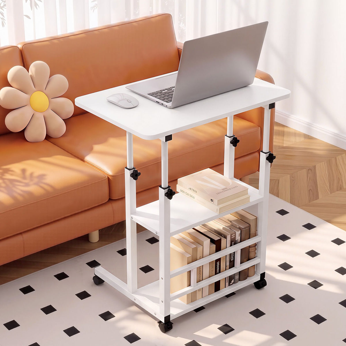 Artiss Laptop Desk Height Adjustable Mobile Workstation 60CM White