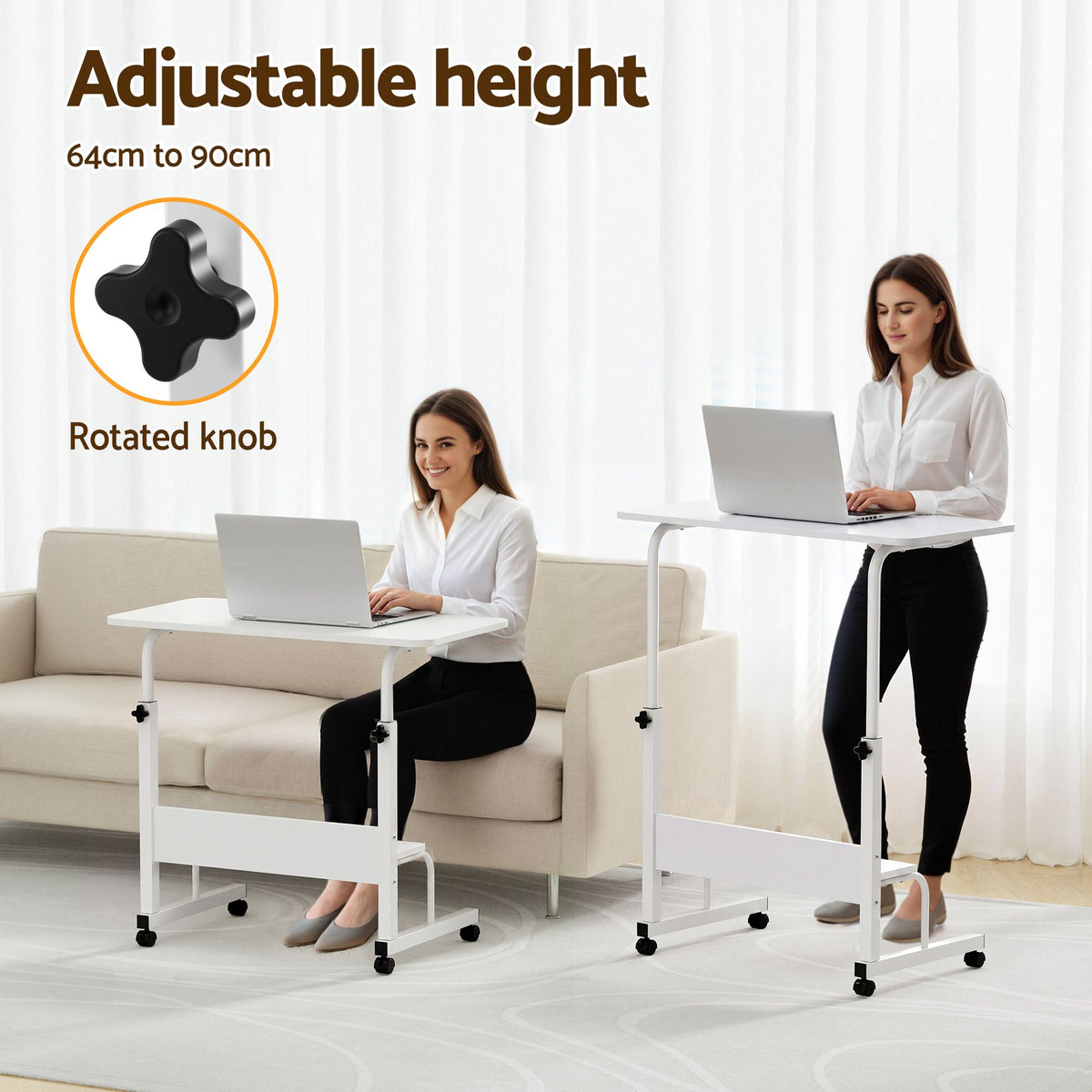 Artiss Laptop Desk Portable Sit Stand Height Adjustable Workstation 80CM White