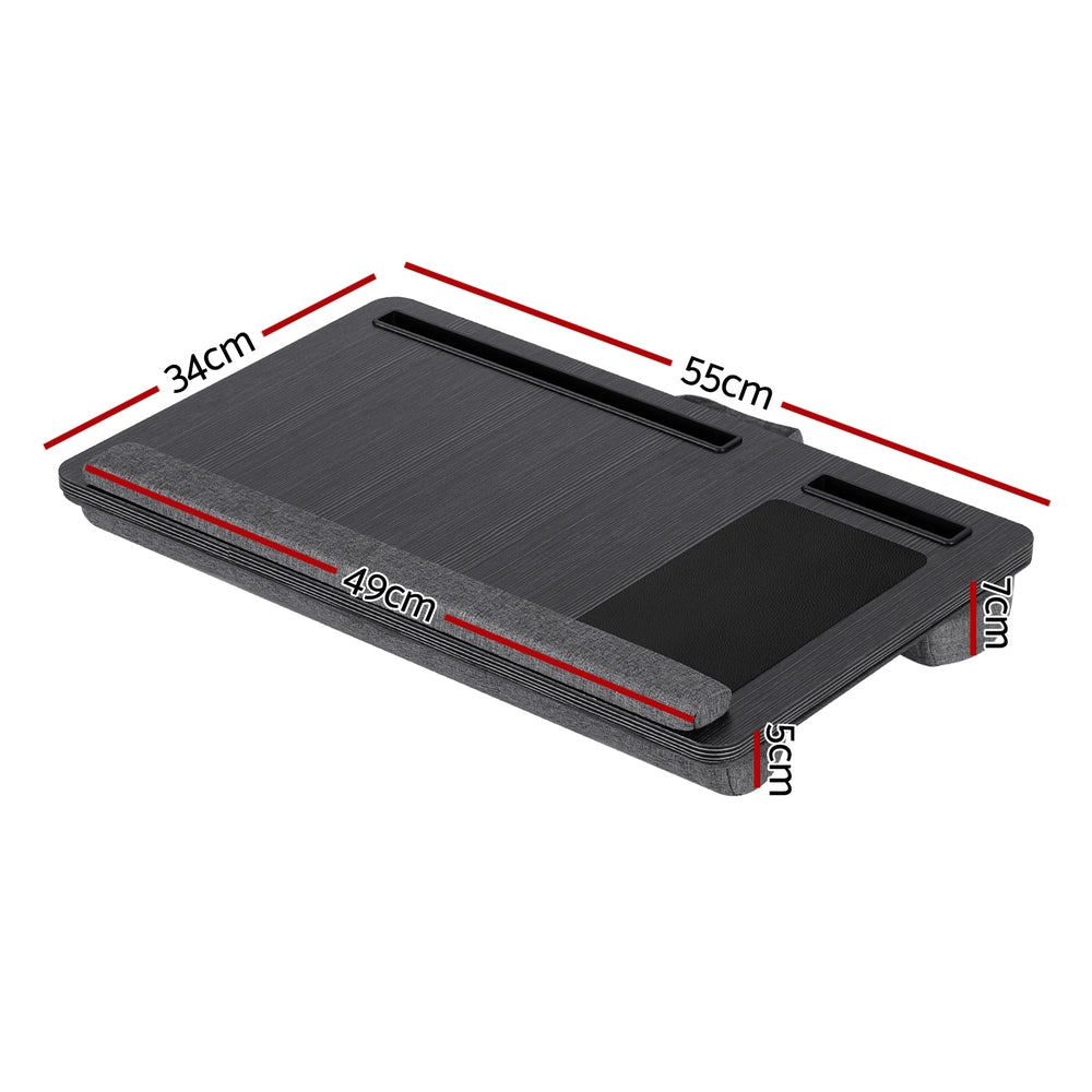 Artiss Portable Lap Desk 55cm for 13.3–15.6" Laptops w/ Mouse Pad & Phone Slot- Black