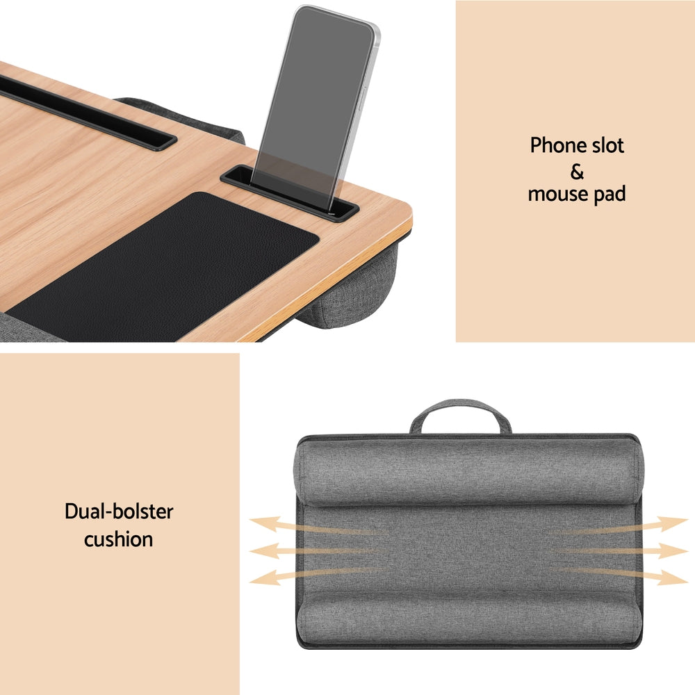 Artiss Portable Lap Desk 55cm for 13.3–15.6" Laptops w/ Mouse Pad & Phone Slot