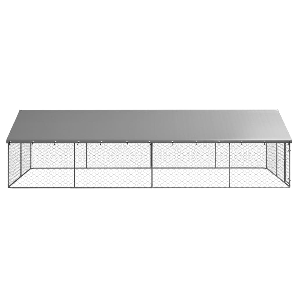 Outdoor Dog Kennel with Roof Galvanised Steel Pet Enclosure Run Cage Large