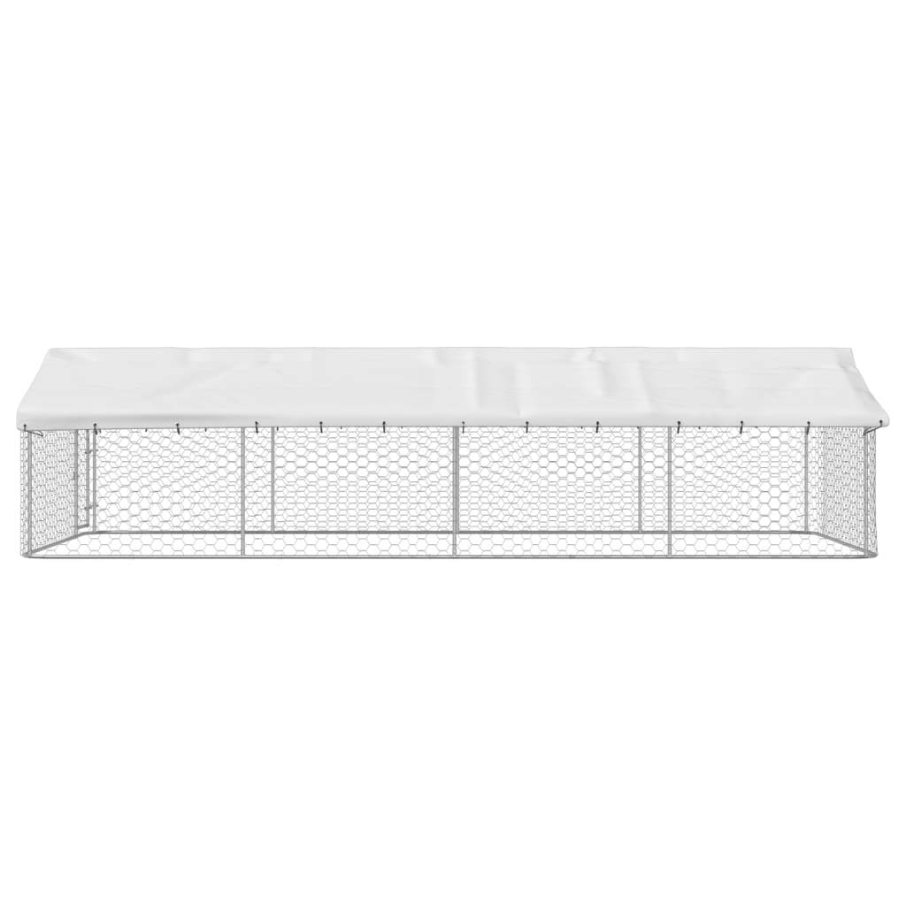 Outdoor Dog Kennel with Roof Galvanised Steel Pet Enclosure Run Cage Large