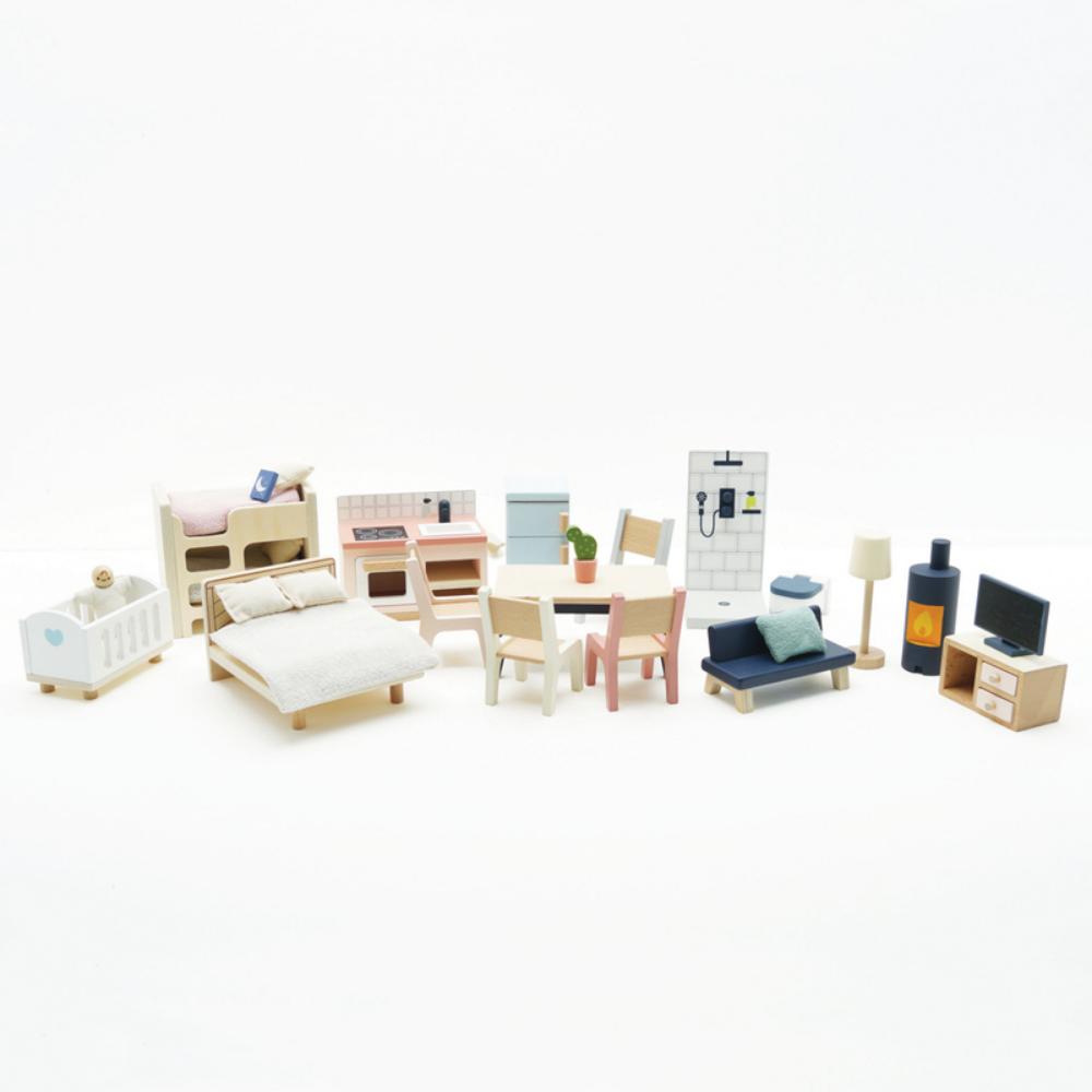 Le Toy Van  Wooden Dolls House Starter Furniture 35 Piece Kids Playset