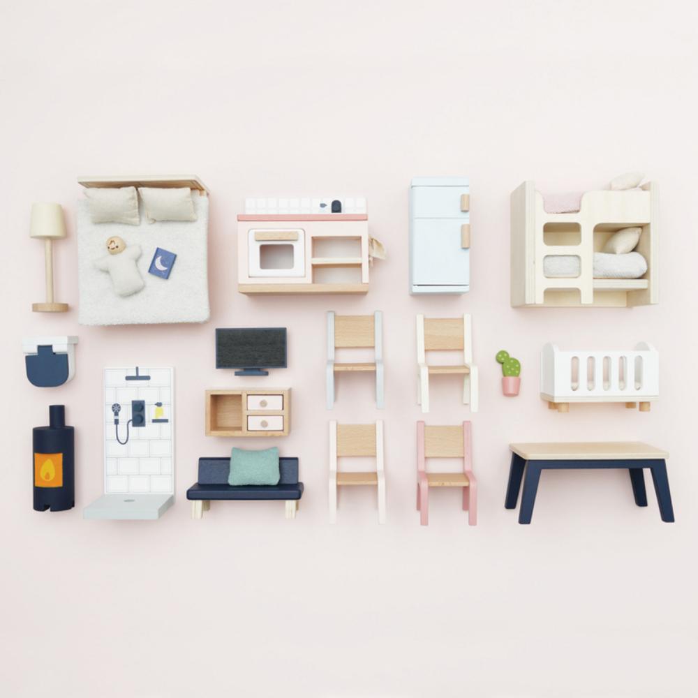 Le Toy Van  Wooden Dolls House Starter Furniture 35 Piece Kids Playset