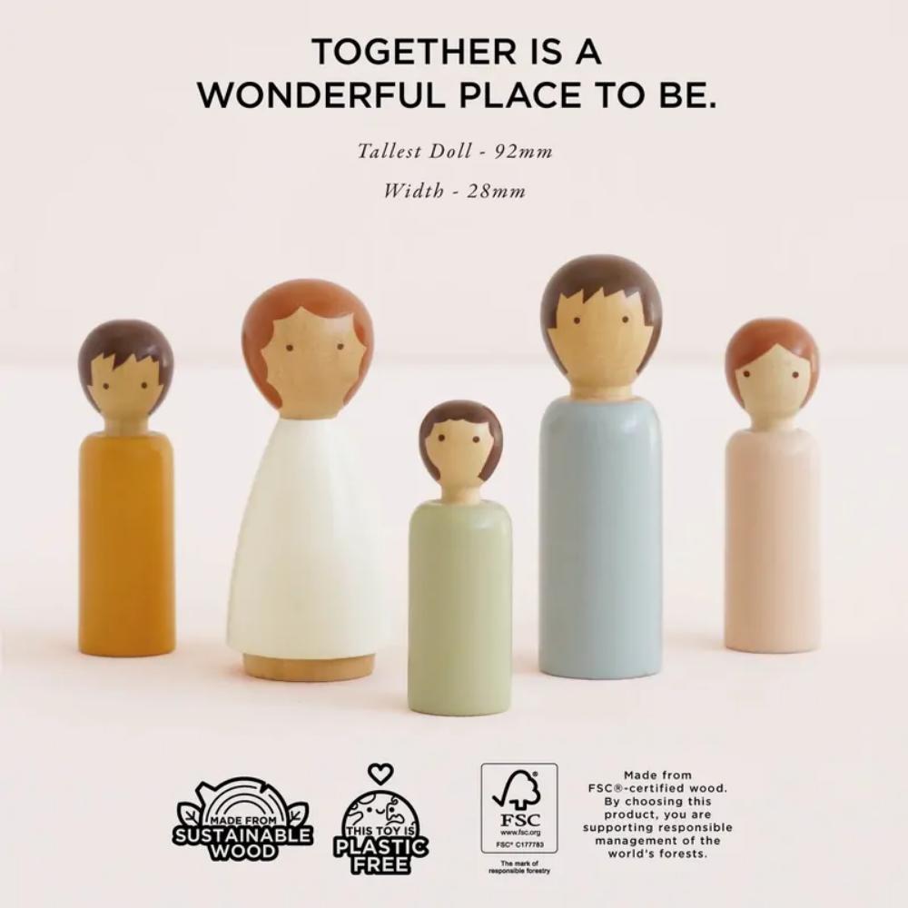 Le Toy Van Dubois Wooden Family Dolls 5 Piece Peg Doll Set FSC Wood 3+ Years