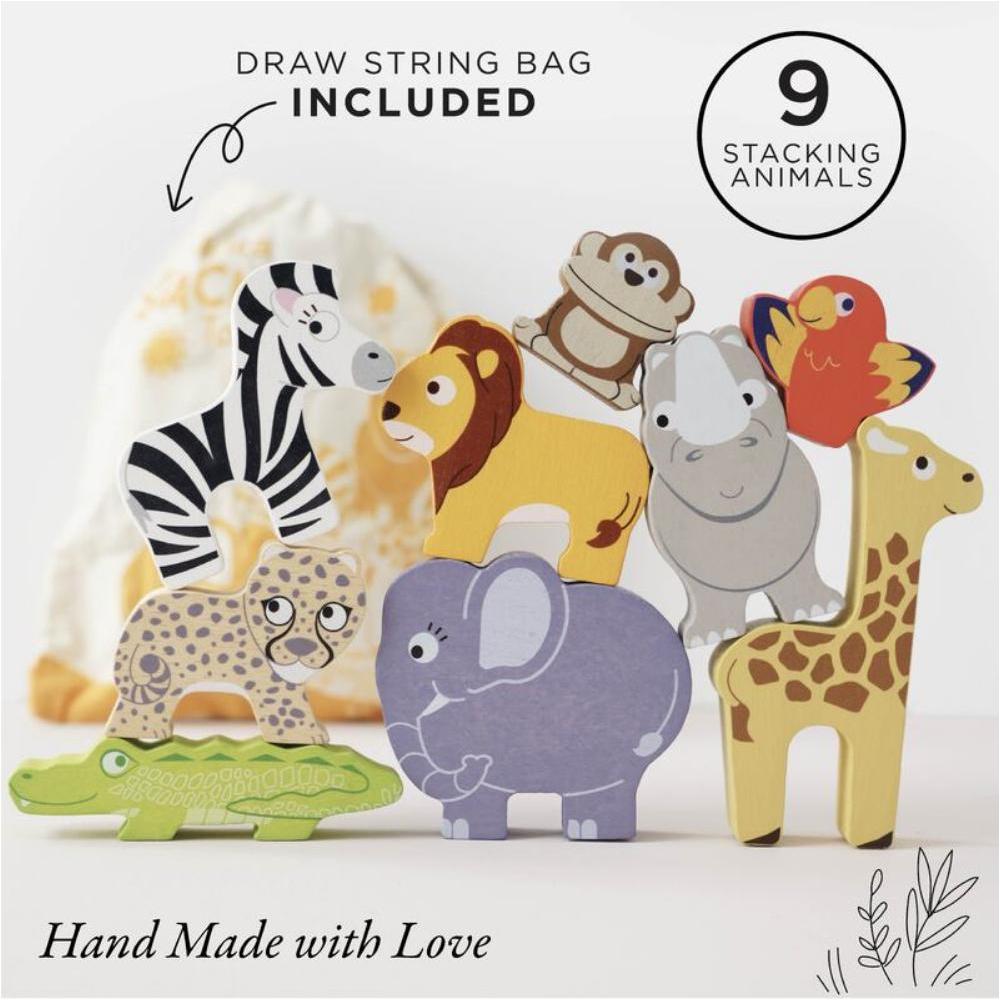 Le Toy Van Africa Stacking Animals and Bag 10 Piece Set