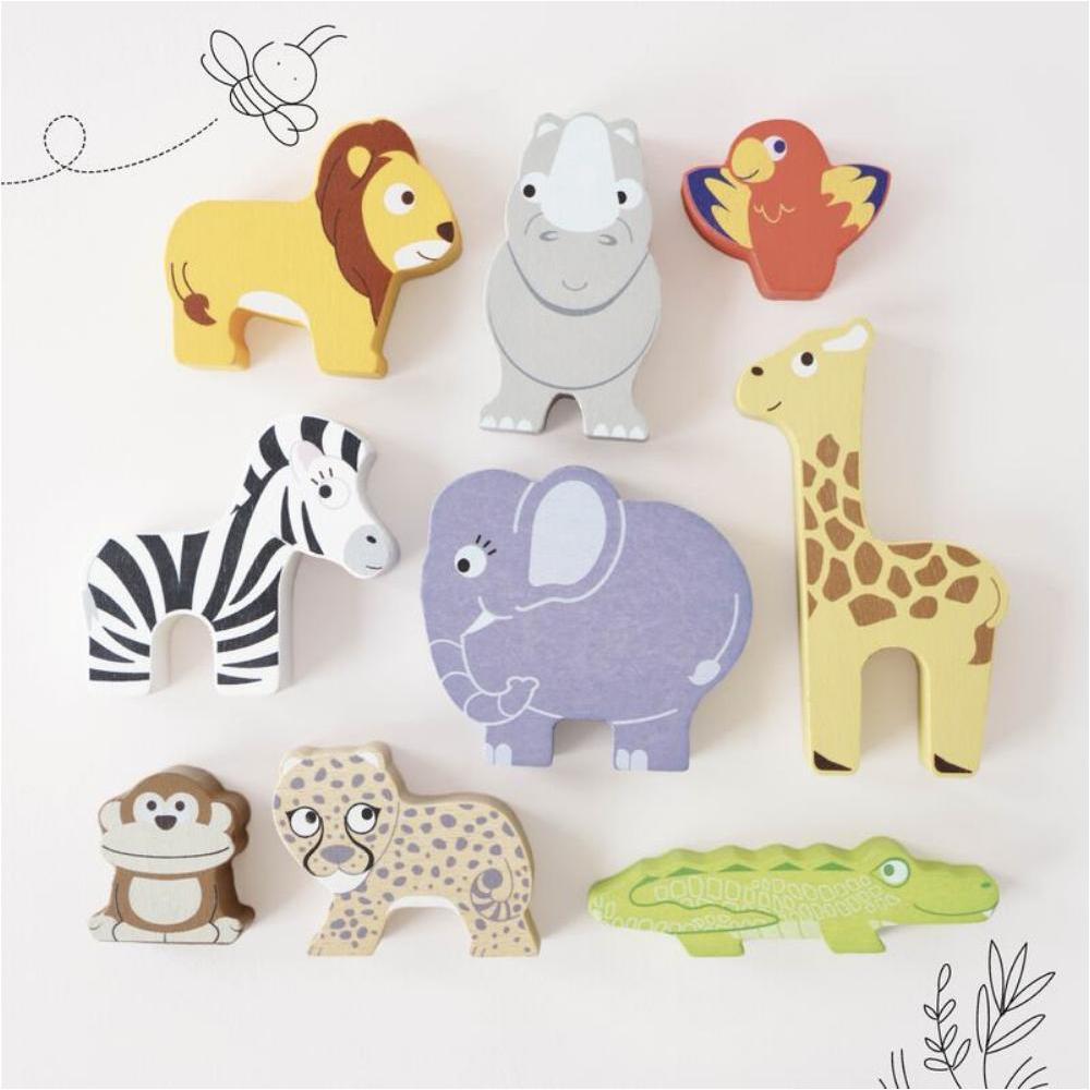 Le Toy Van Africa Stacking Animals and Bag 10 Piece Set