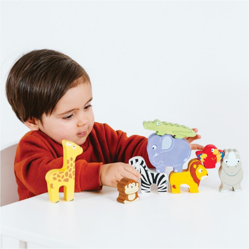 Le Toy Van Africa Stacking Animals and Bag 10 Piece Set