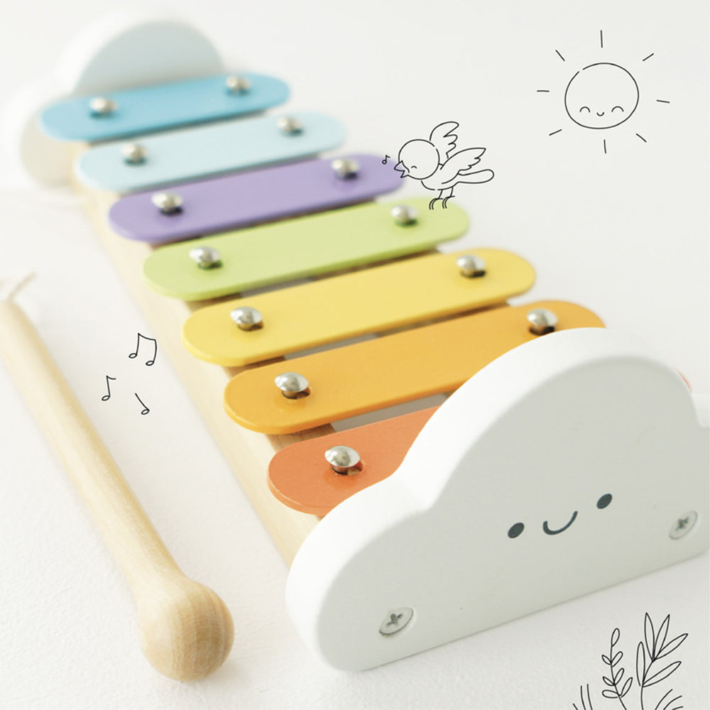Le Toy Van Rainbow Wooden Xylophone Cloud Design Plastic Free Music Toy