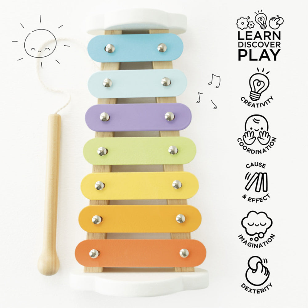 Le Toy Van Rainbow Wooden Xylophone Cloud Design Plastic Free Music Toy