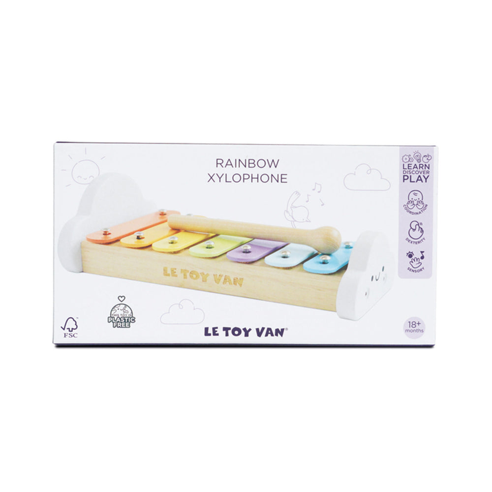 Le Toy Van Rainbow Wooden Xylophone Cloud Design Plastic Free Music Toy