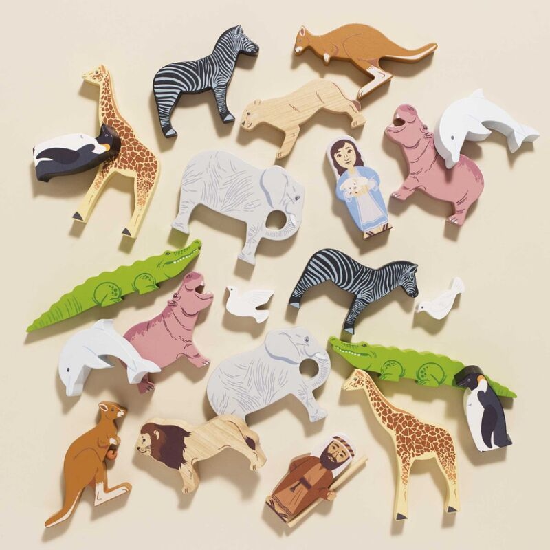 Le Toy Van Wooden Noah Ark Toy Set Hand Painted Animals Figures Classic Playset