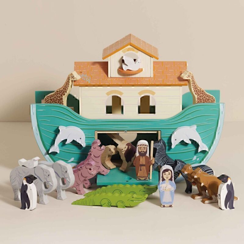 Le Toy Van Wooden Noah Ark Toy Set Hand Painted Animals Figures Classic Playset
