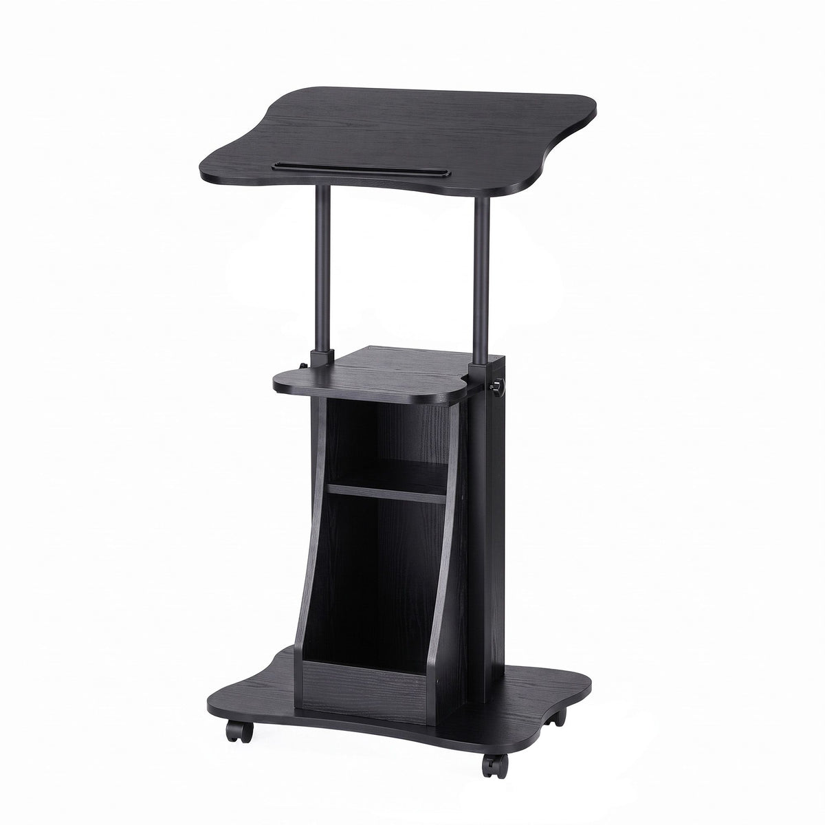 Artiss Mobile Podium Stand Lockable Wheels Height Adjustable Laptop Desk Black