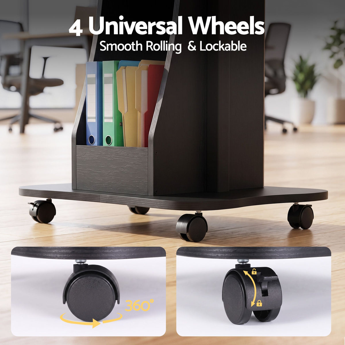 Artiss Mobile Podium Stand Lockable Wheels Height Adjustable Laptop Desk Black
