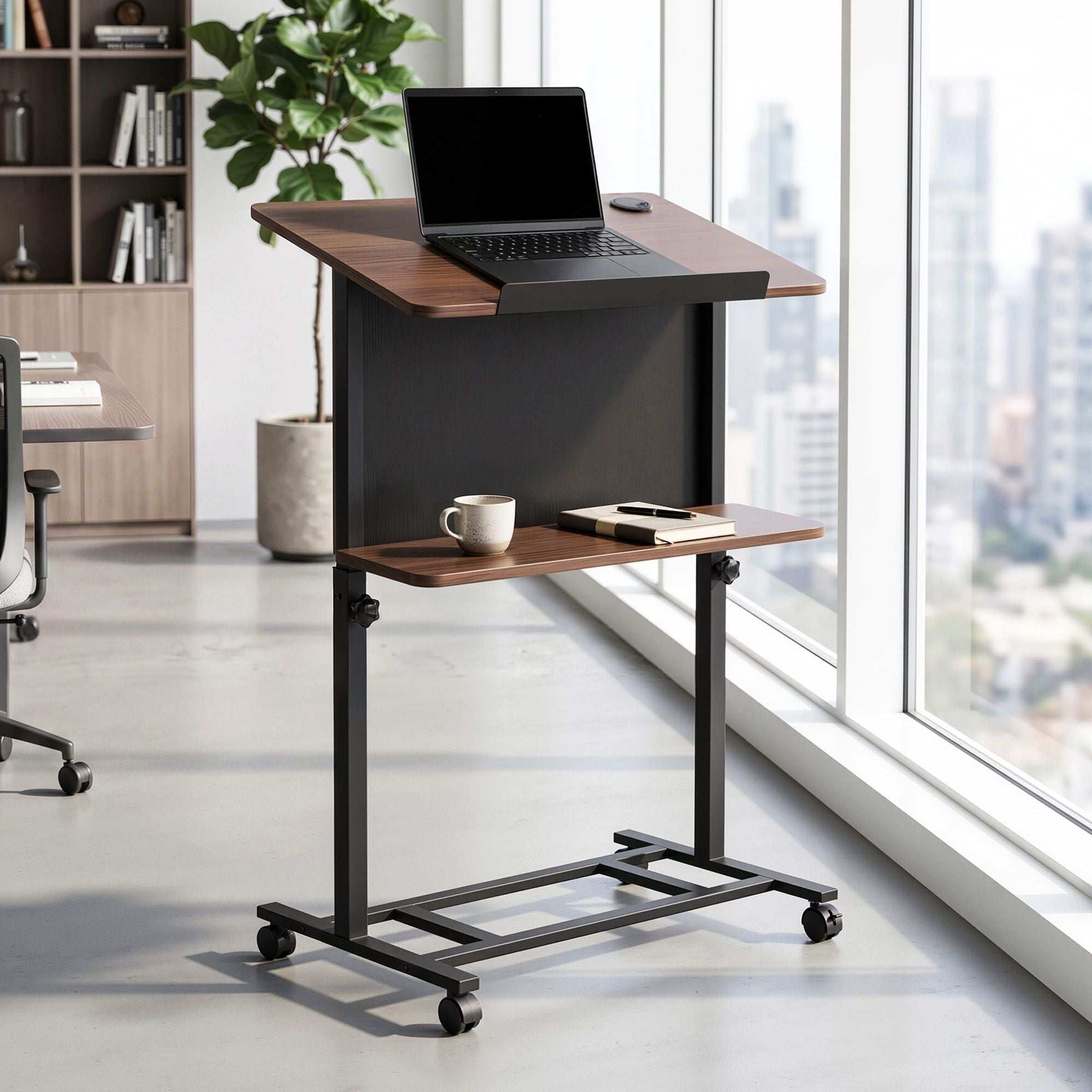 Artiss Mobile Lectern Podium Stand Height Adjustable Laptop Desk Shelf Black