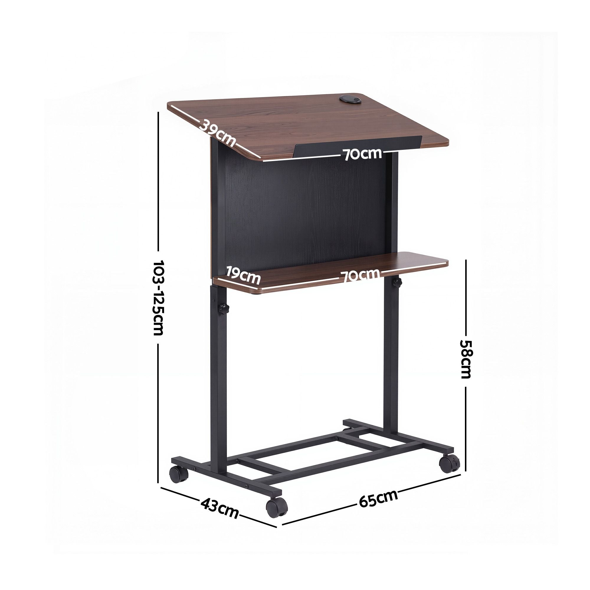 Artiss Mobile Lectern Podium Stand Height Adjustable Laptop Desk Shelf Black