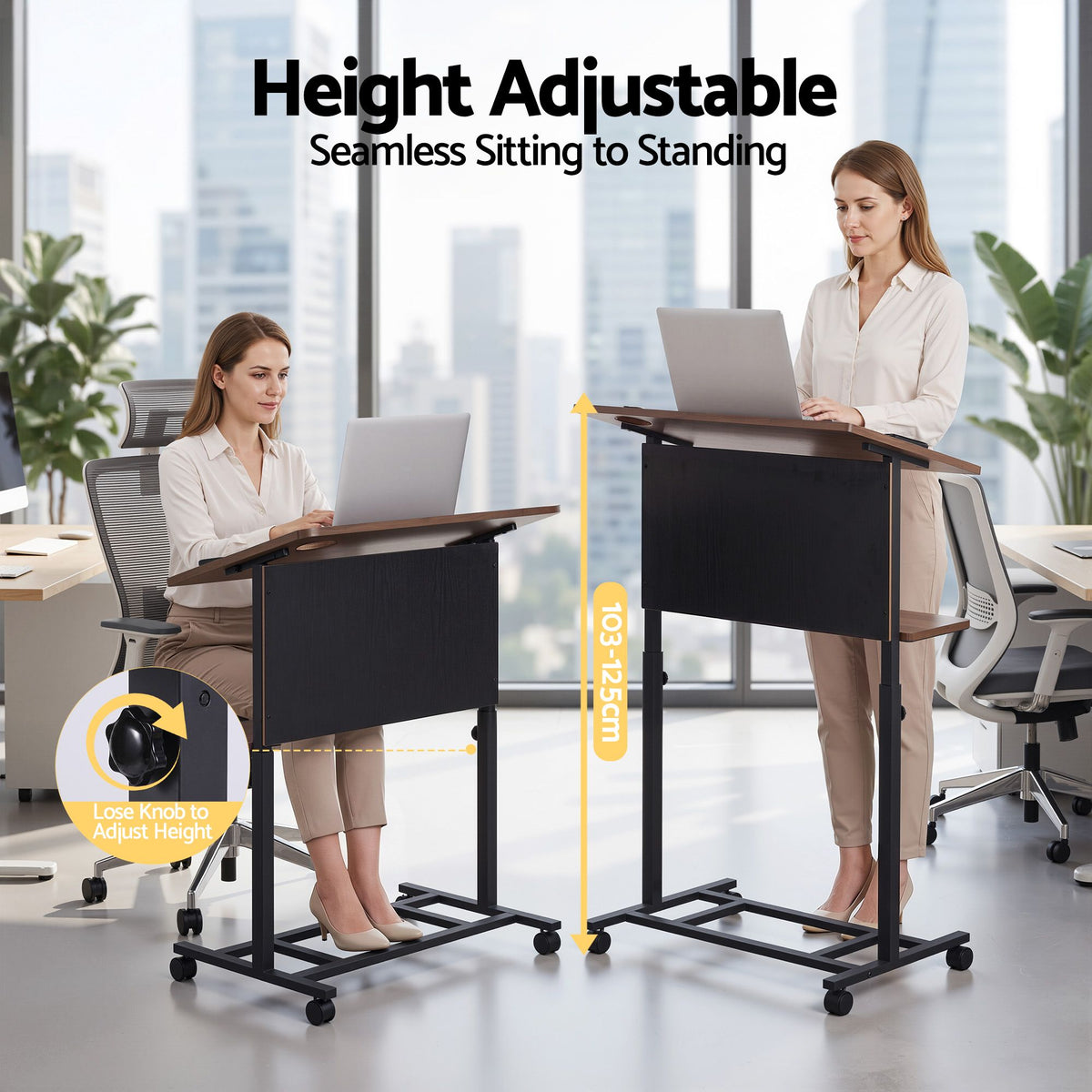 Artiss Mobile Lectern Podium Stand Height Adjustable Laptop Desk Shelf Black