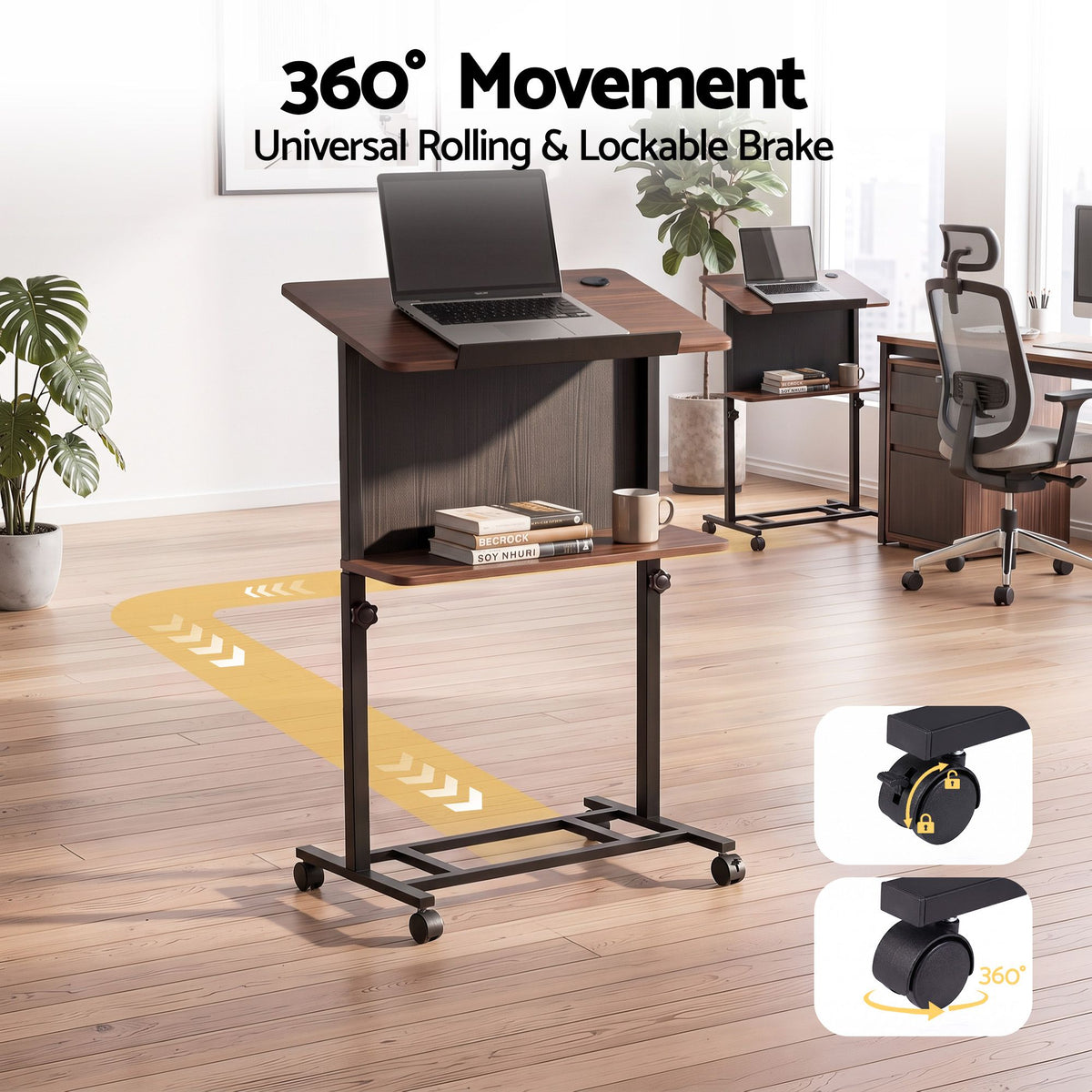 Artiss Mobile Lectern Podium Stand Height Adjustable Laptop Desk Shelf Black