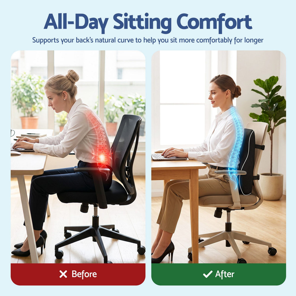 Artiss Ergonomic Lumbar Support Cushion Memory Foam Lumbar Pillow for Chair