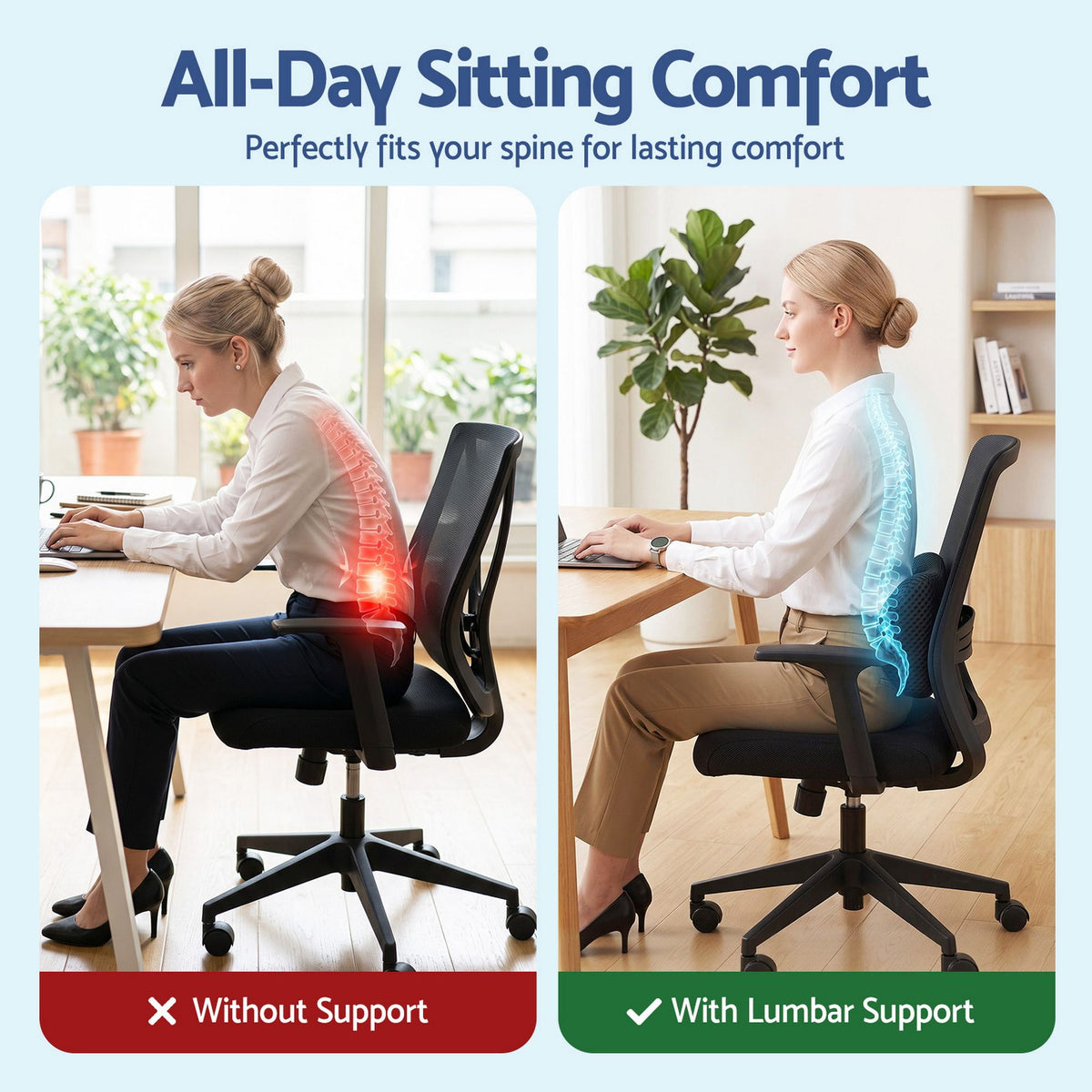 Artiss Lumbar Support Pillow Ergonomic Memory Foam Lumbar Pillow for Lower Back