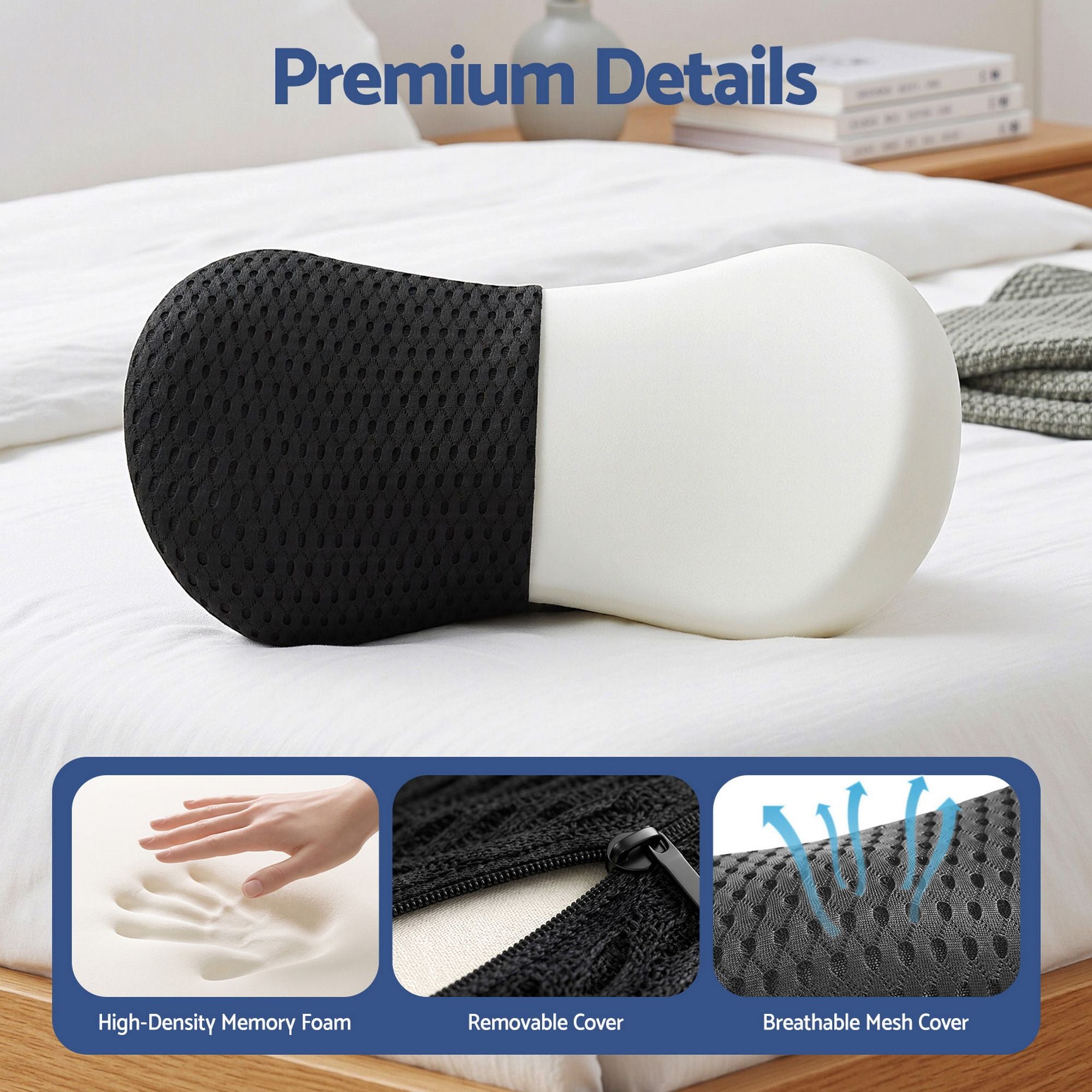 Artiss Lumbar Support Pillow Ergonomic Memory Foam Lumbar Pillow for Lower Back