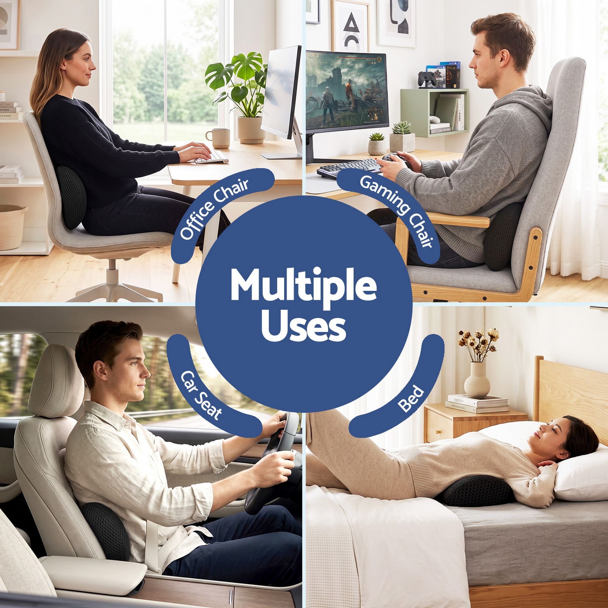 Artiss Lumbar Support Pillow Ergonomic Memory Foam Lumbar Pillow for Lower Back