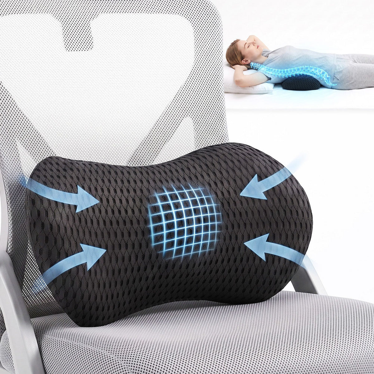 Artiss Lumbar Support Pillow Ergonomic Memory Foam Lumbar Pillow for Lower Back