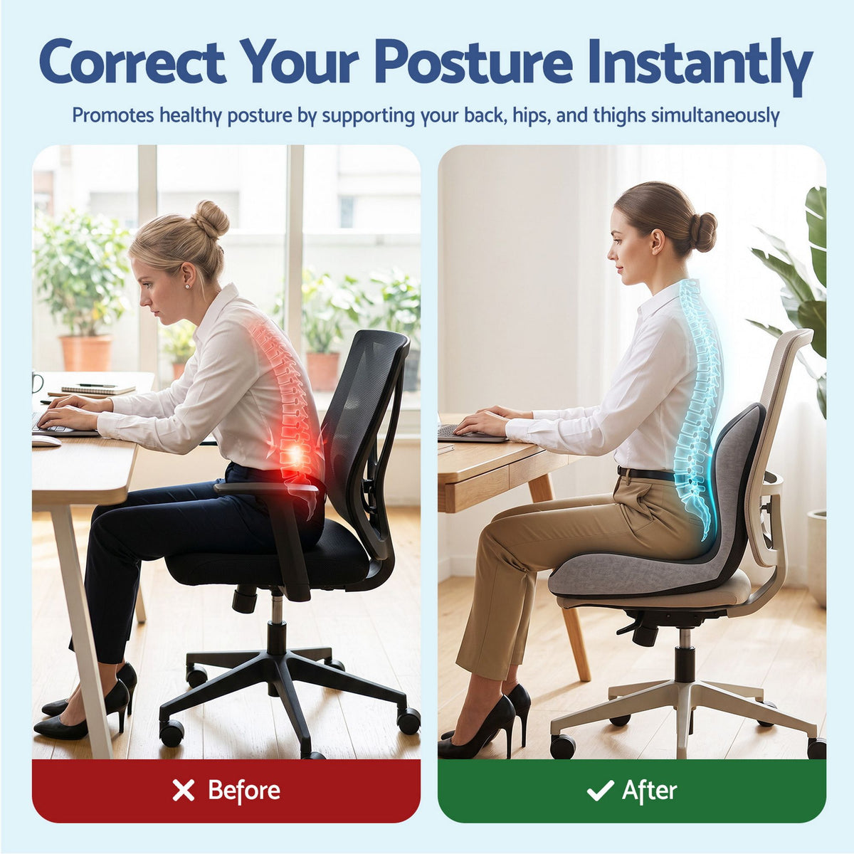 Artiss Ergonomic Seat Cushion Memory Foam Coccyx and Lumbar Support Pad