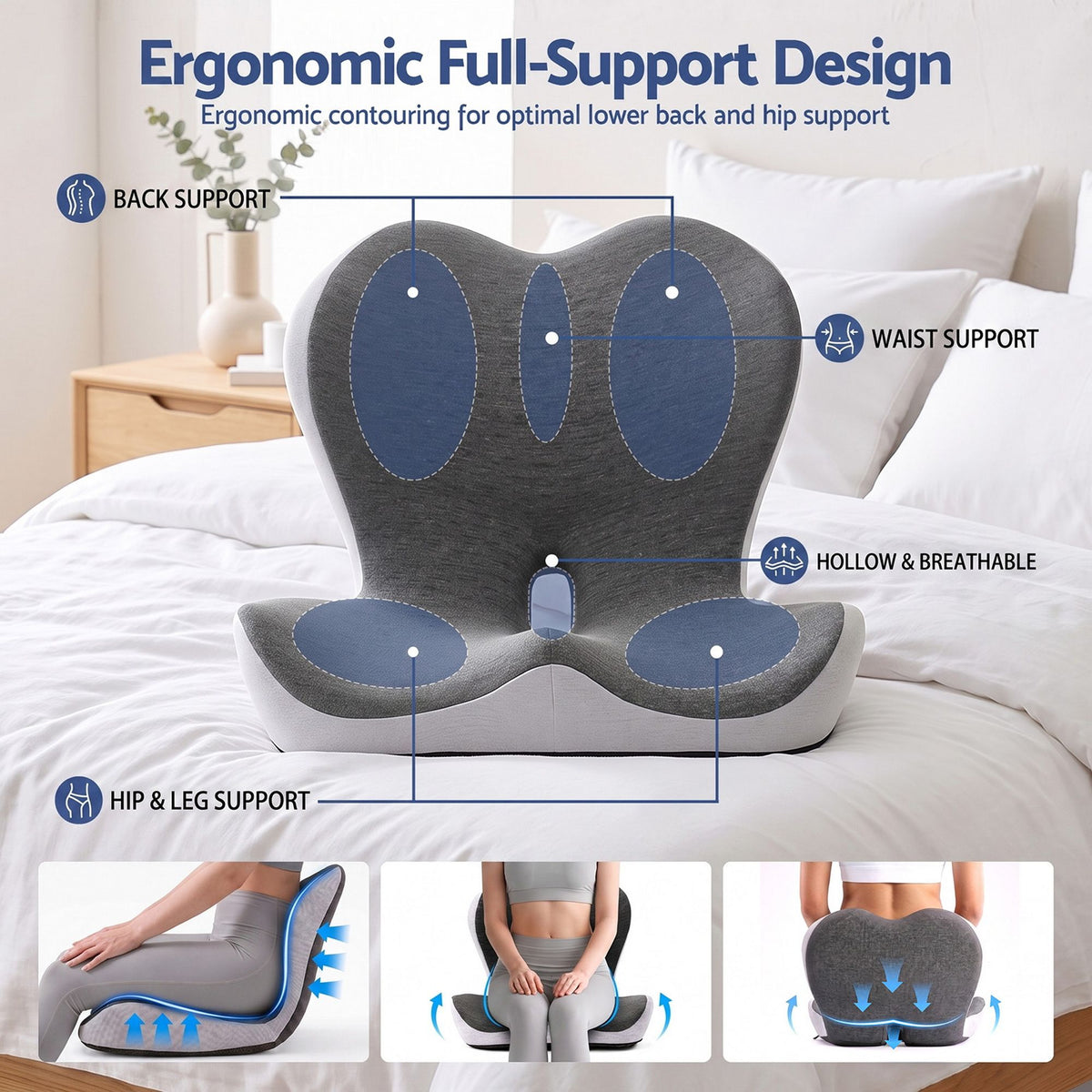 Artiss Ergonomic Seat Cushion Memory Foam Coccyx and Lumbar Support Pad