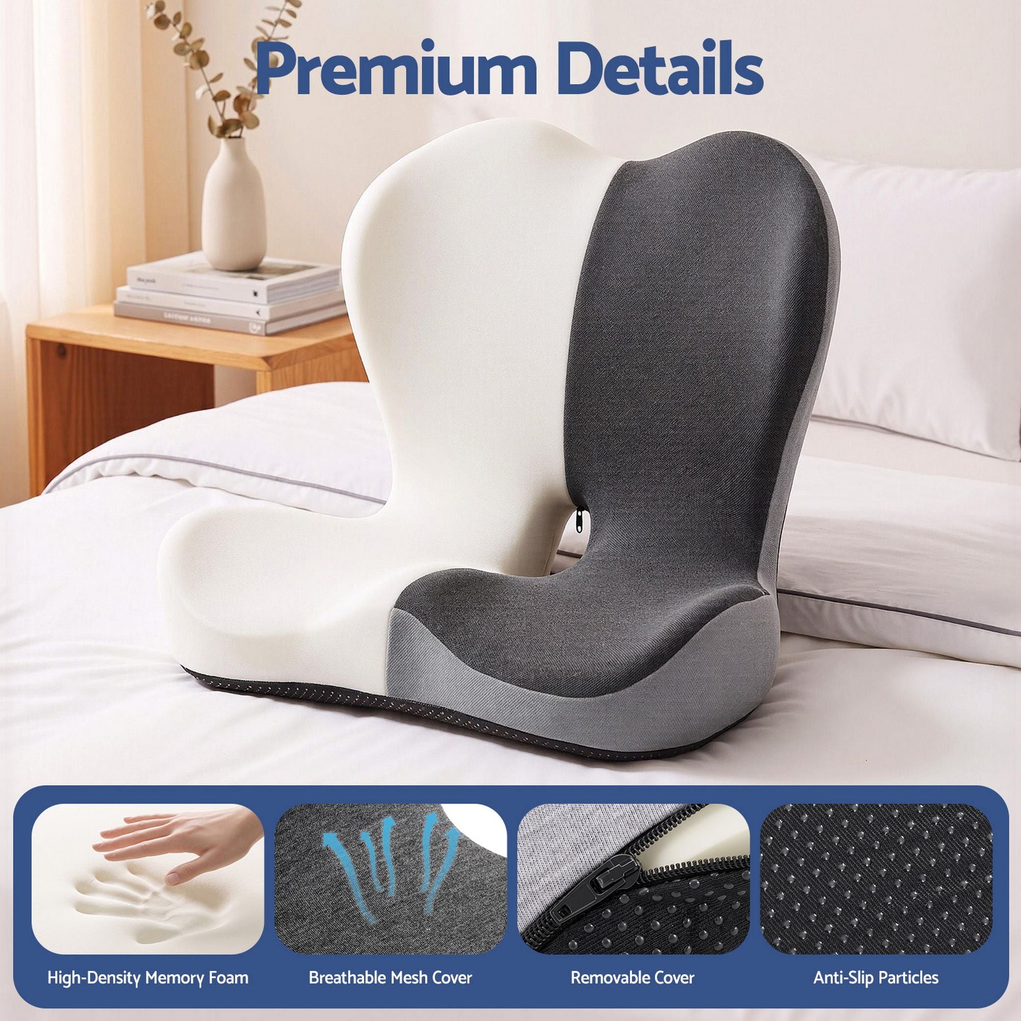 Artiss Ergonomic Seat Cushion Memory Foam Coccyx and Lumbar Support Pad