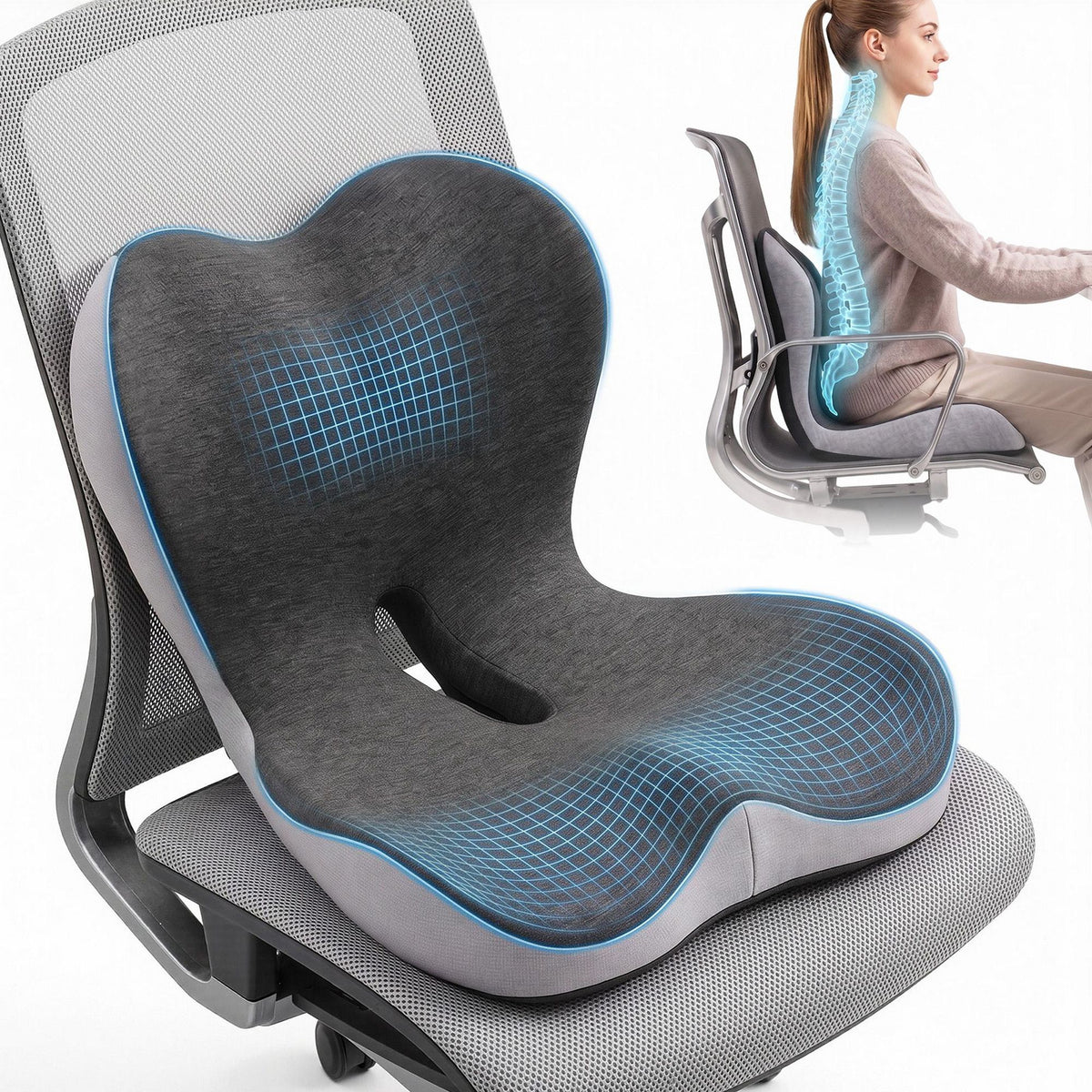 Artiss Ergonomic Seat Cushion Memory Foam Coccyx and Lumbar Support Pad