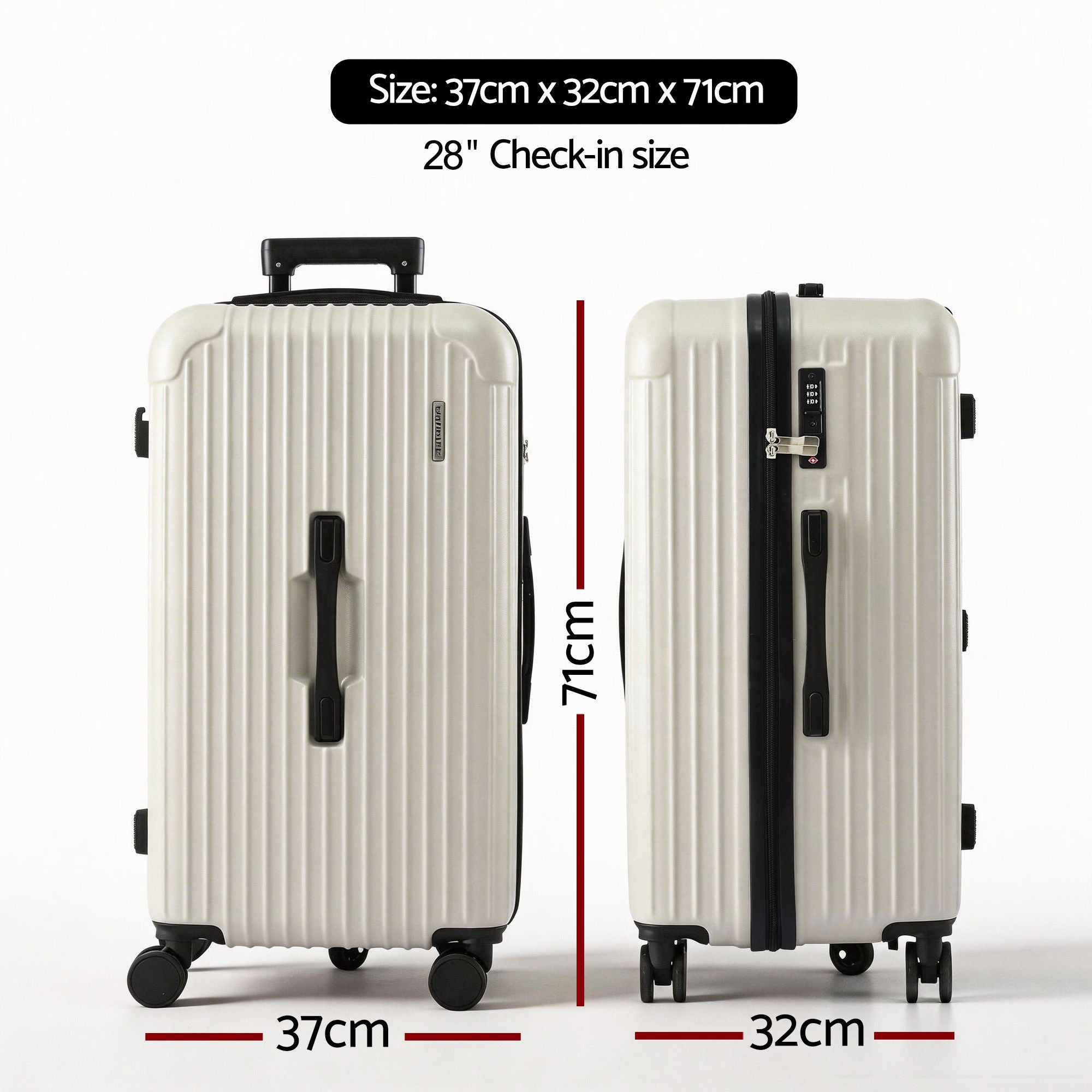 Wanderlite 28 Inch Trunk Luggage Suitcase 5 Wheels TSA Type-C Smoky White