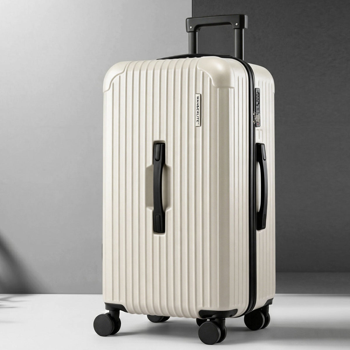 Wanderlite 28 Inch Trunk Luggage Suitcase 5 Wheels TSA Type-C Smoky White