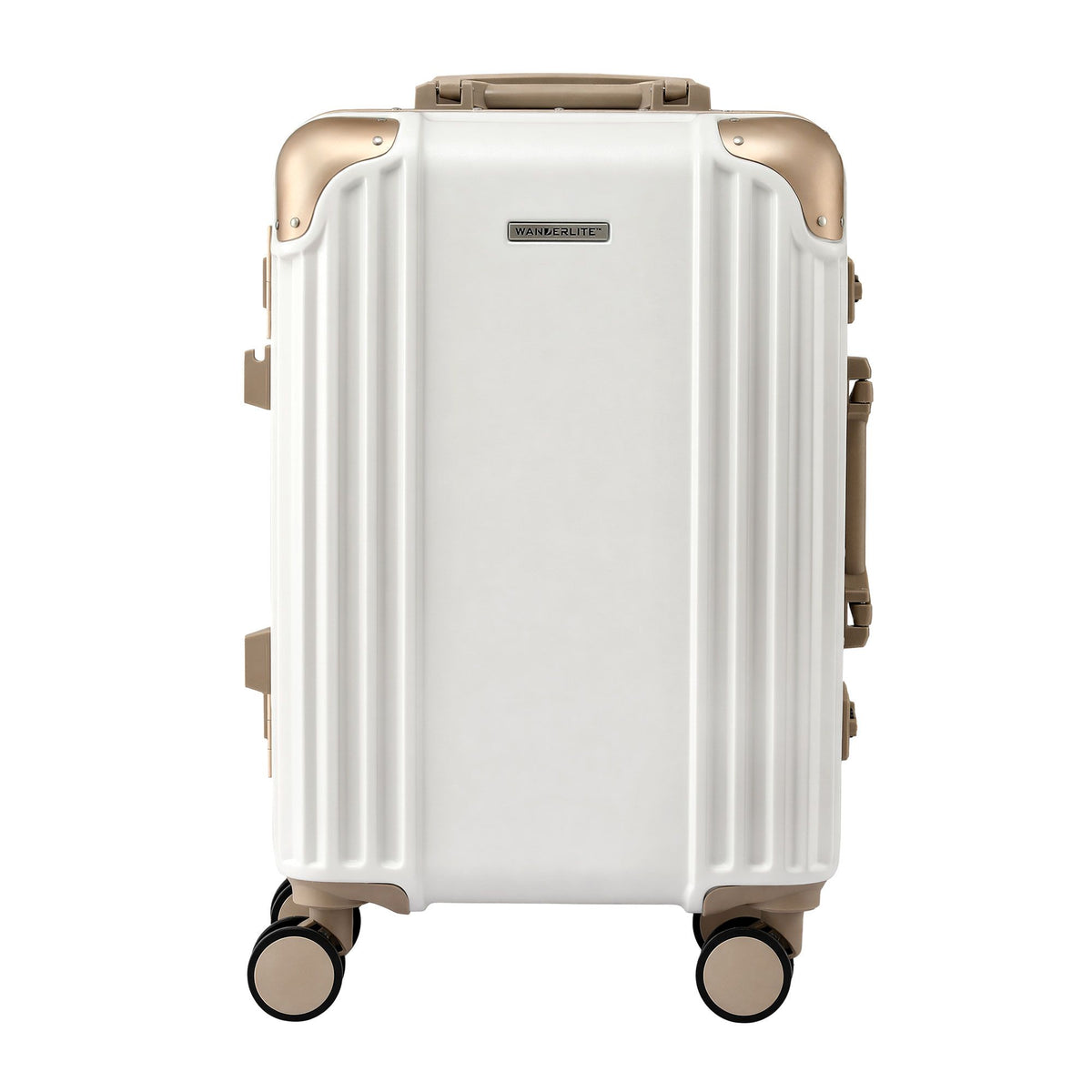 Wanderlite 20" Aluminium Carry On Luggage TSA Lock Spinner Wheels White Gold