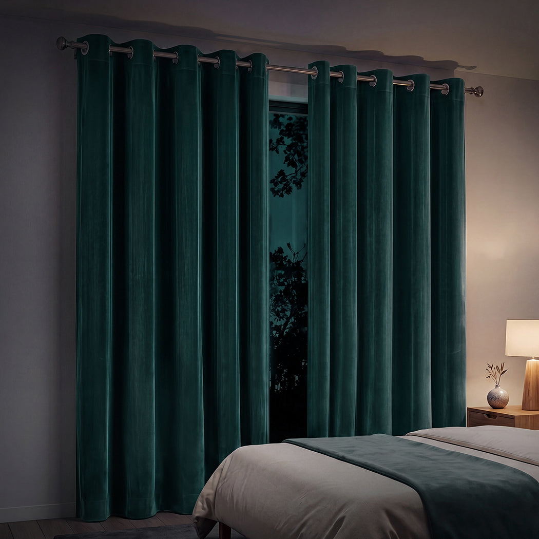 Marlow Blackout Curtains 2-Panel Velvet Room Darkening Eyelet Curtains 180x230cm-2072893568556601350