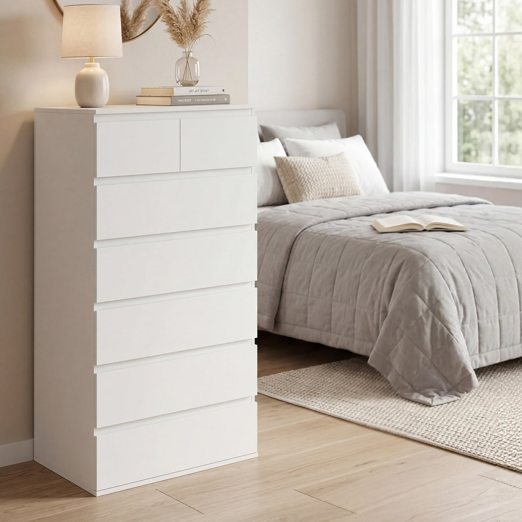 Levede Tall Storage Cabinet 7 Drawer Dresser Bedroom Storage Cupboard Tallboy-2061251857237544966